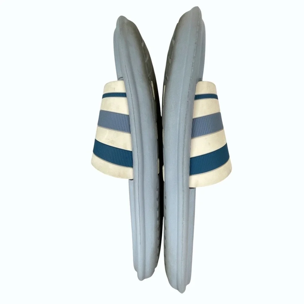 Paul Frank Julius Monkey Striped Slide‎ Sandals Mens 10-11 Gray Blue Retro Pool